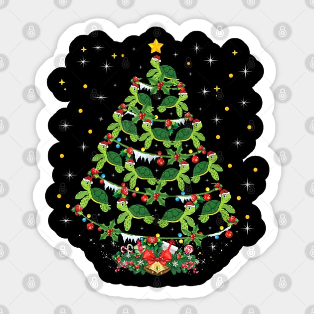 Sea Turtles Lover Xmas With Sea Turtle Christmas Tree Funny Design Sticker by taluswink